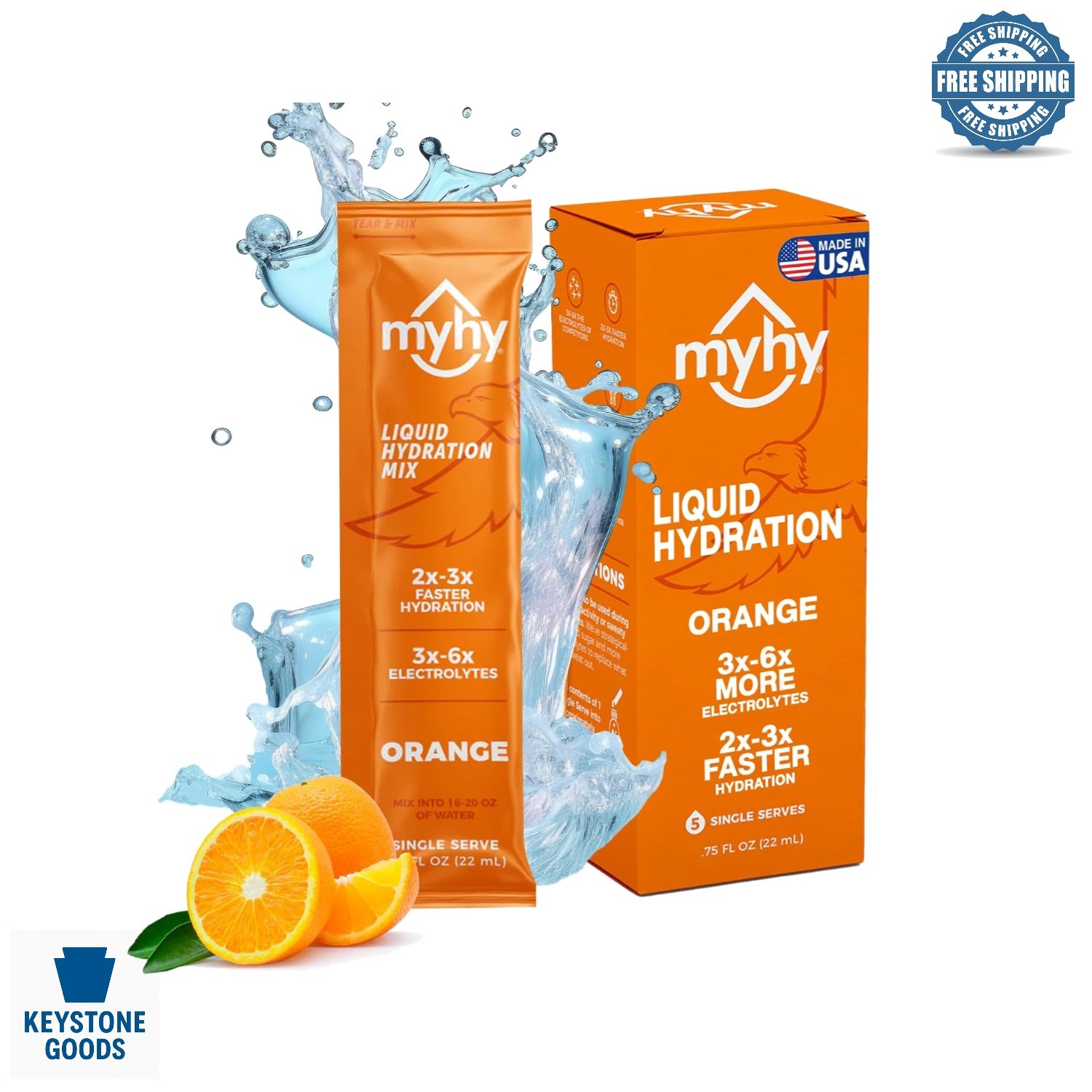 Electrolyte Liquid Hydration Packets – Orange, 5 Count