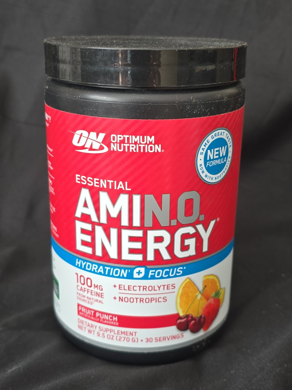 Enhanced Amino Energy & Focus Powder 30 Servings 9.5oz Fruit Punch Exp. 09/2027