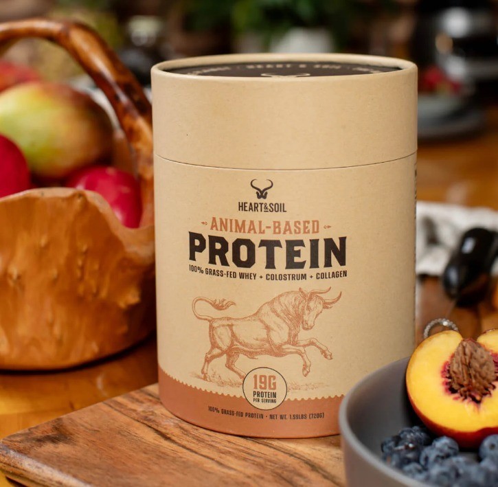 HEART & SOIL Animal based protein-100% Grass-Fed  Whey with Collagen & Colostrum