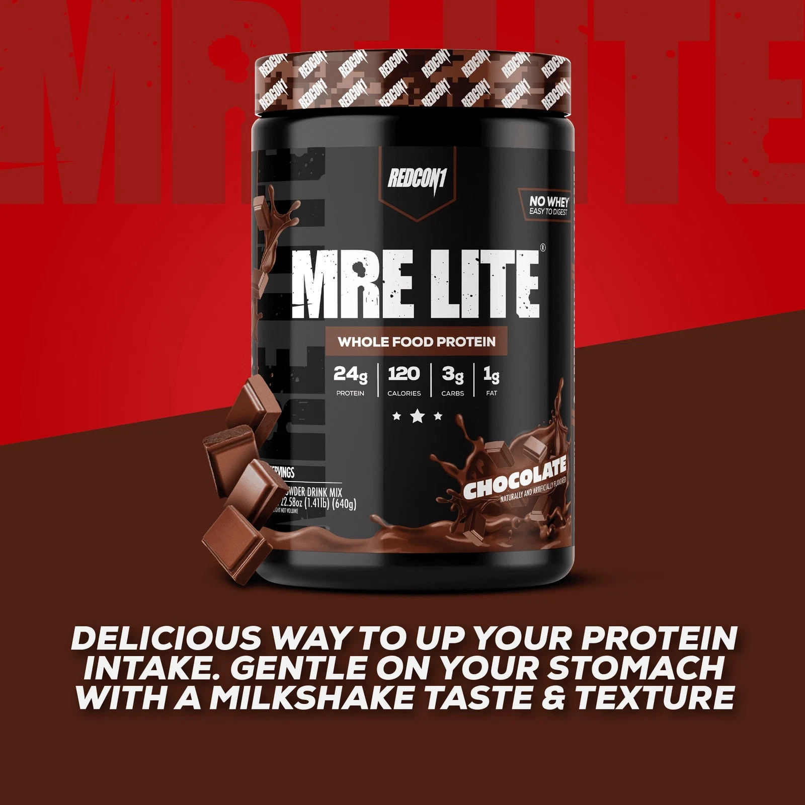 REDCON1 MRE Lite Whole Food Protein Powder, Chocolate, Whey & Lactose Free Meal