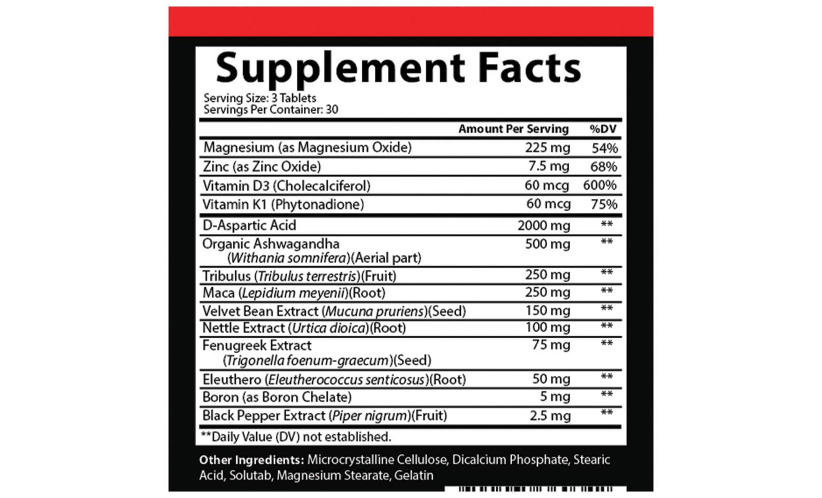 Angry Supplements Monster Test Red Label Mens Test Booster Male Vitality 90ct