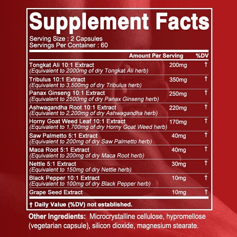 Male testosterone booster to promote muscle growth and increase muscle strength