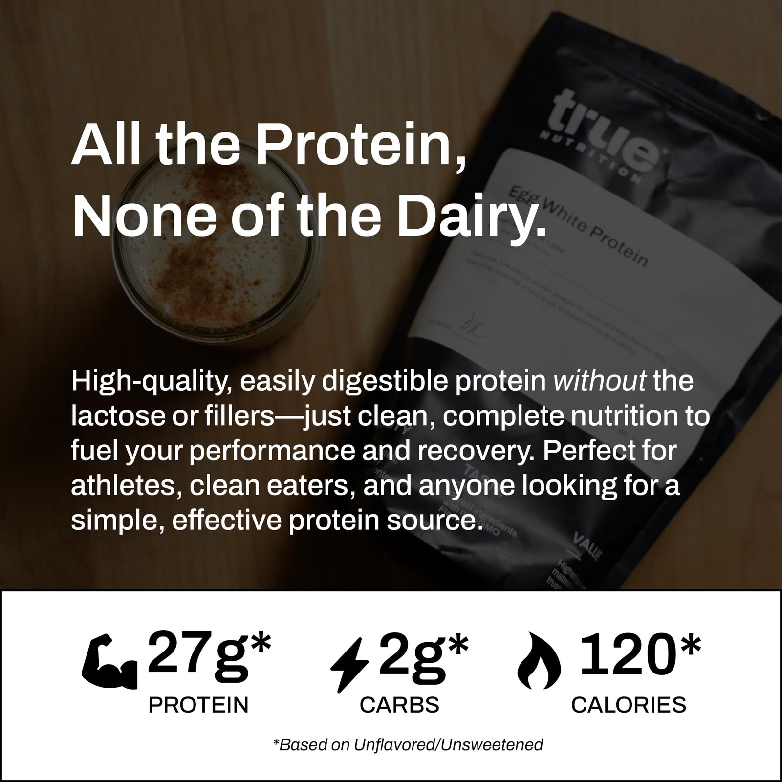 True Nutrition Egg White Protein Powder – 24g Non-GMO Egg Protein per Serving –