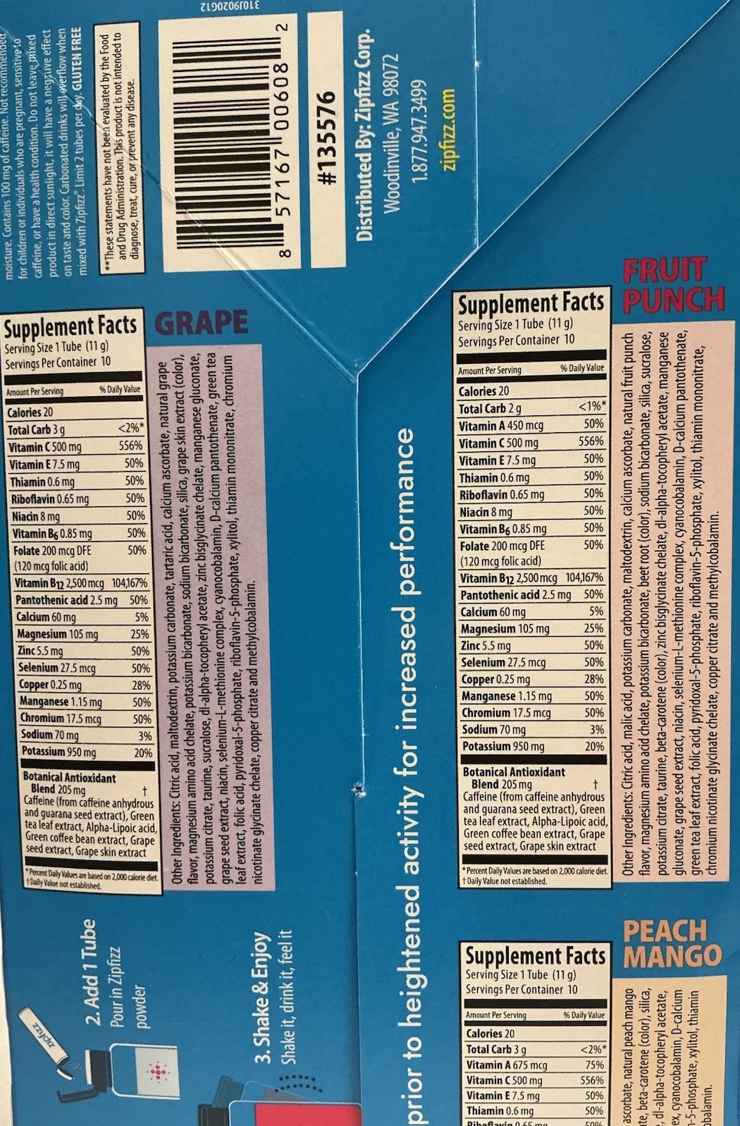 Zipfizz Energy Hydration Drink Mix 28Tubes Variety Gluten-Free EXP 02/28