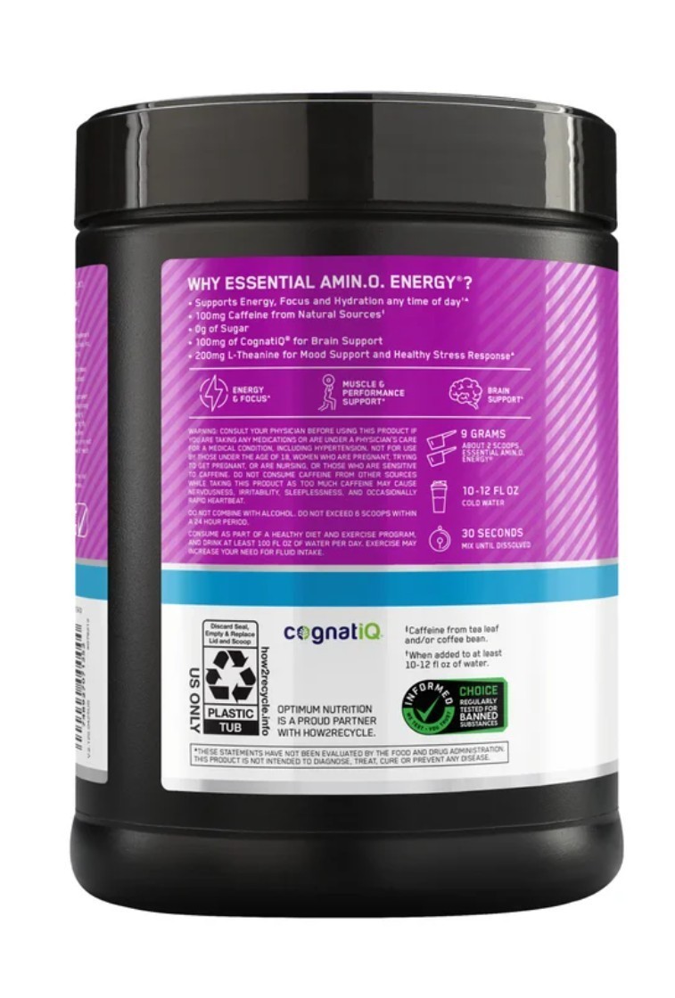 (2x) 1.42 Lb 72 Servings Optimum Nutrition Amino Energy Grape 22.85oz 12/22/2027