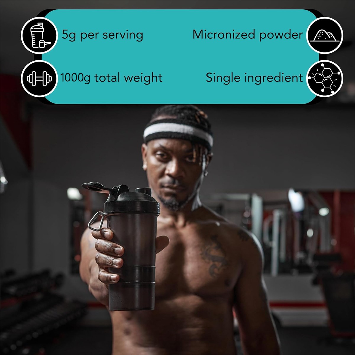 Pure Creatine Monohydrate 2.2lbs – Powder Micronized 200 Servings 5g Per Serving