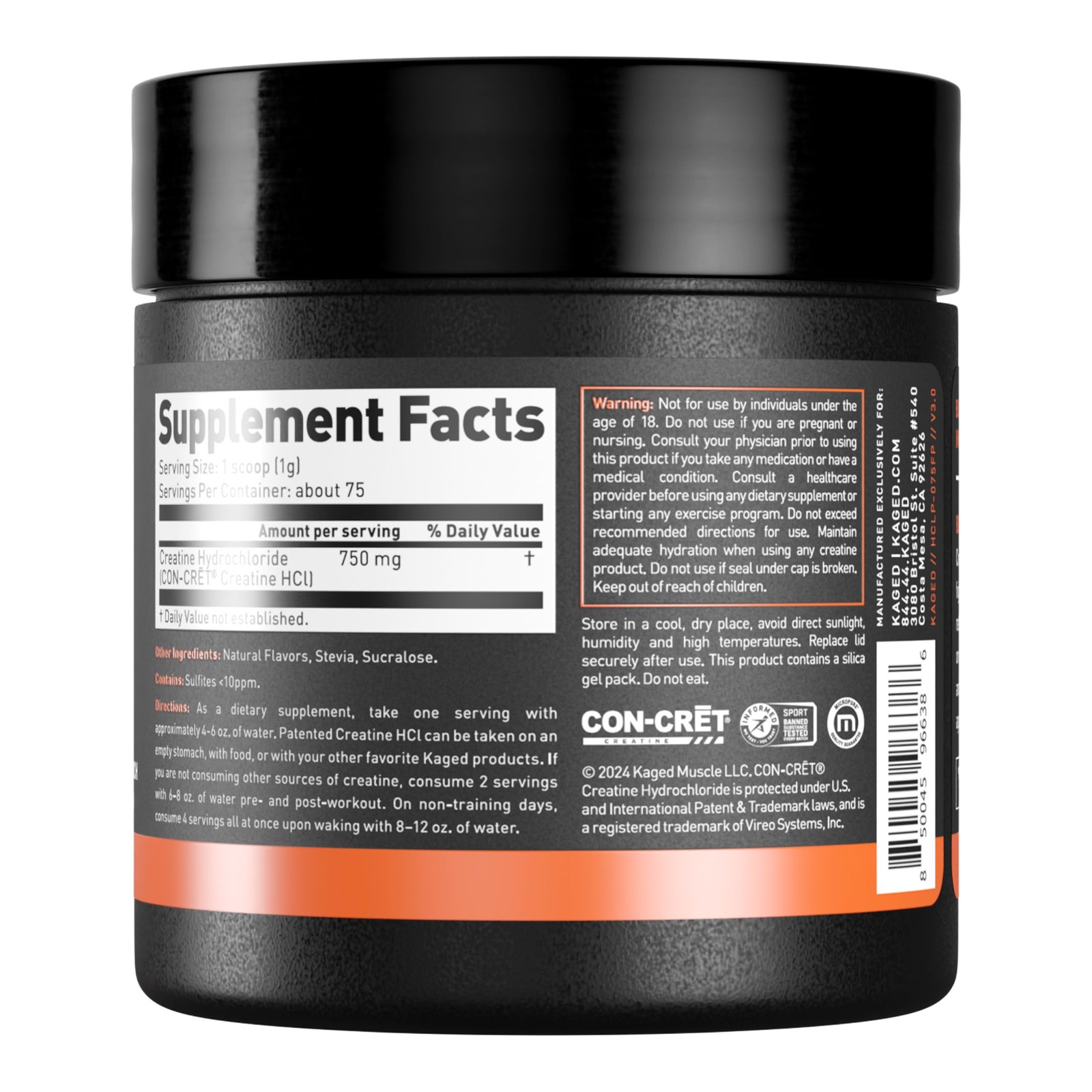 Creatine HCl Powder | 7X Concentrated 2.65 Ounce (Pack of 1), No Color