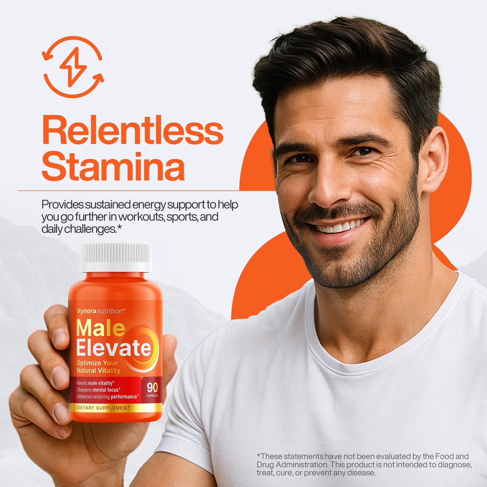 Testosterone Booster Supplement – Male Enhancing 90 Count (Pack of 1), Orange