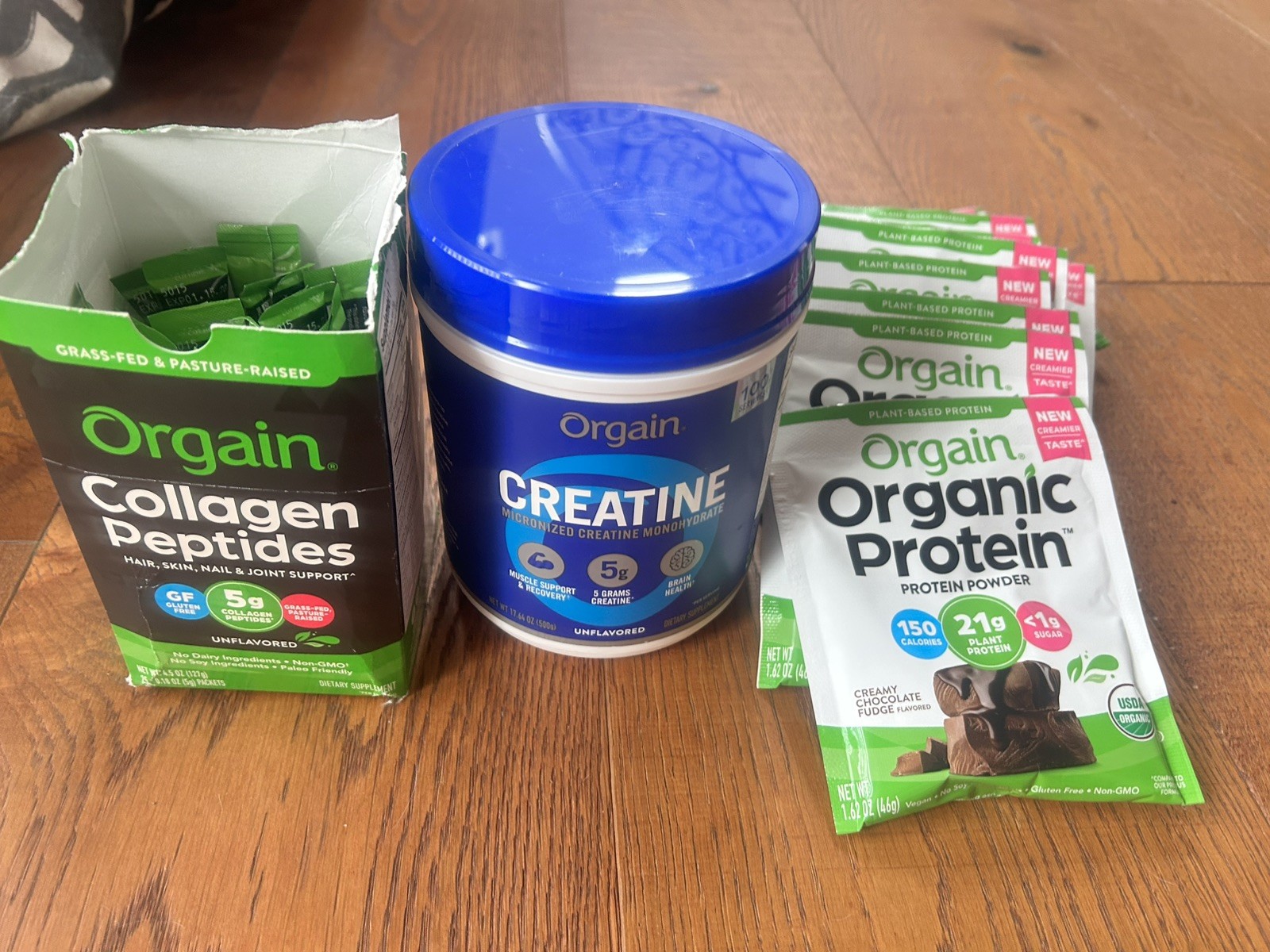 ORGAIN Creatine 100 serving, 25 Packs and 10 Chocolate Protein Powder packs