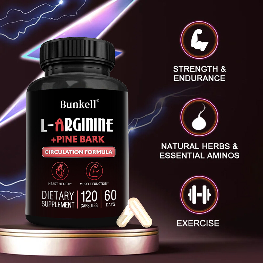 L-Arginine 1800mg Nitric Oxide, French Pine Bark, Supports Muscle Heart Health