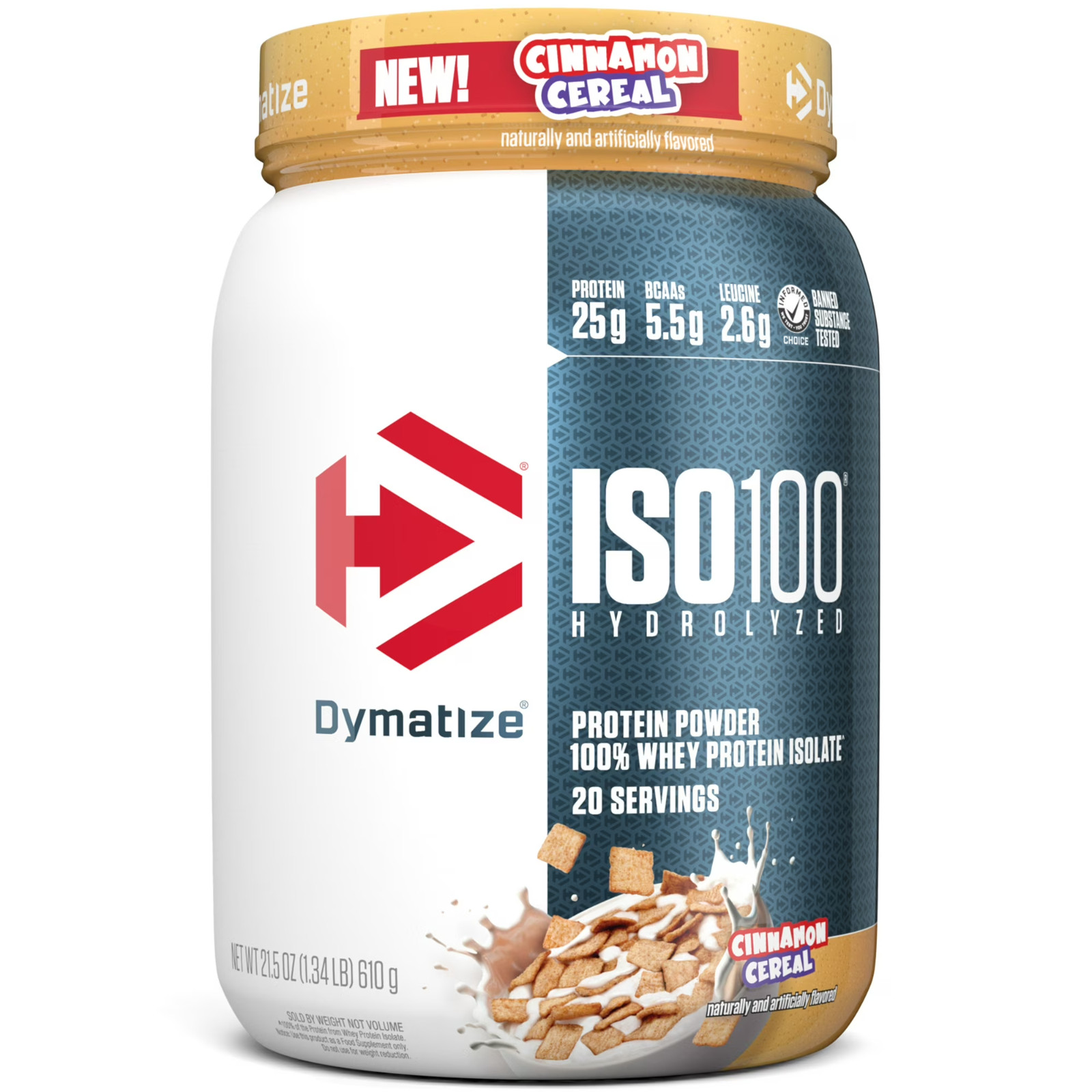 Dymatize ISO100 Hydrolyzed Whey Isolate Protein Powder Cinnamon Cereal 20 Ser
