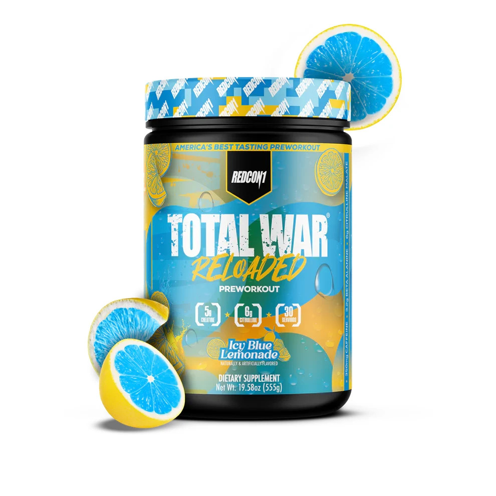 Redcon1 Total War Reloaded Preworkout 30 Serving Powder Redcon Icy Blue Lemonade