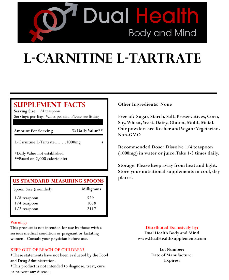 L-CARNITINE (2 lbs) L-Tartrate Powder Diet Weight Loss Memory Muscle Recovery