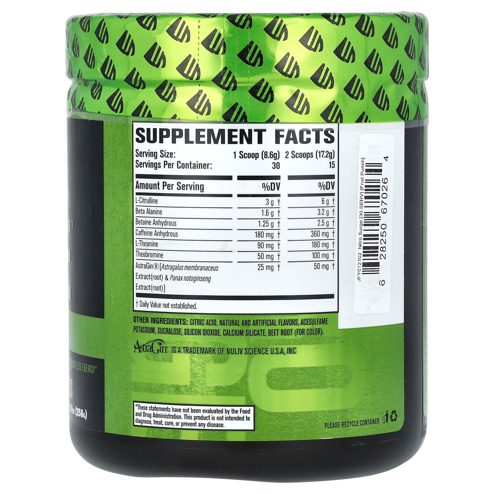Nitro Surge, Pre-Workout, Fruit Punch, 9.10 oz (258 g)
