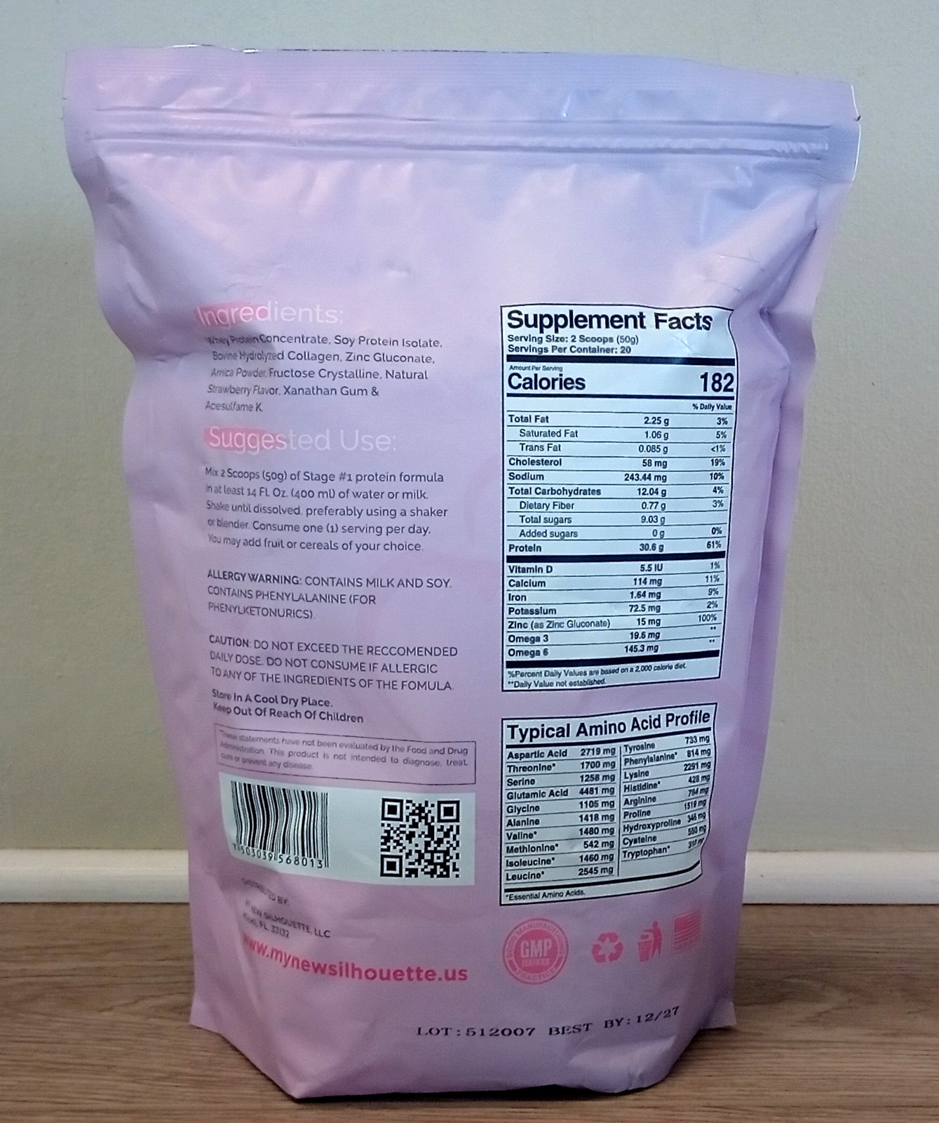 My New Silhouette 30 Grams Protein Stage 1 Omega 3 Strawberry Flavor 35.2 oz.