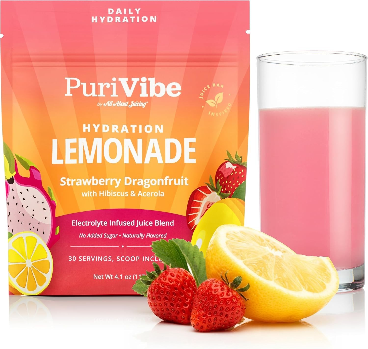 Hydration Lemonade Electrolyte Powder Drink Mix – Strawberry Dragonfruit