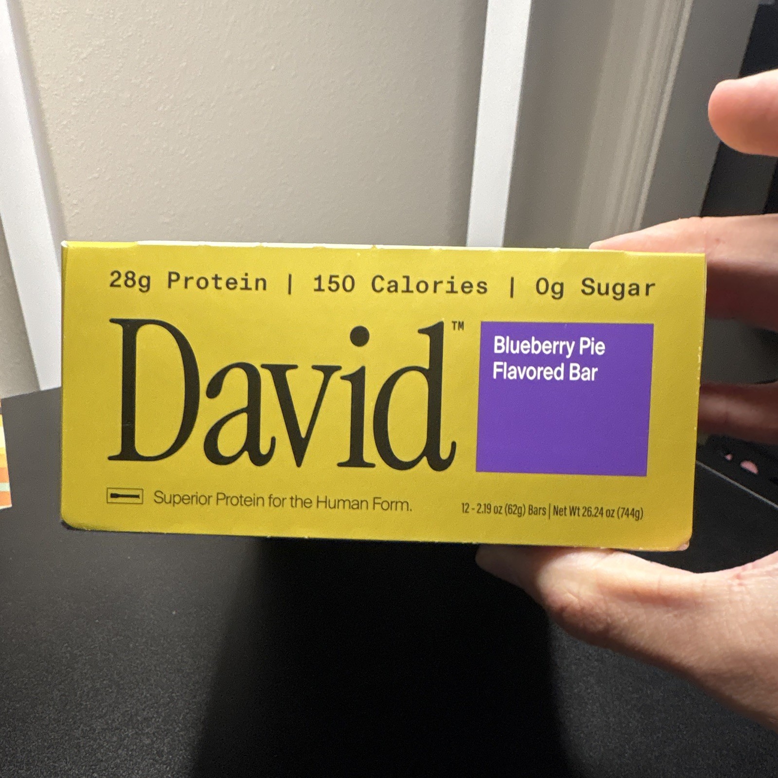 David Blueberry Pie Protein Bars, 12 Pack, 28g Protein, Gluten Free