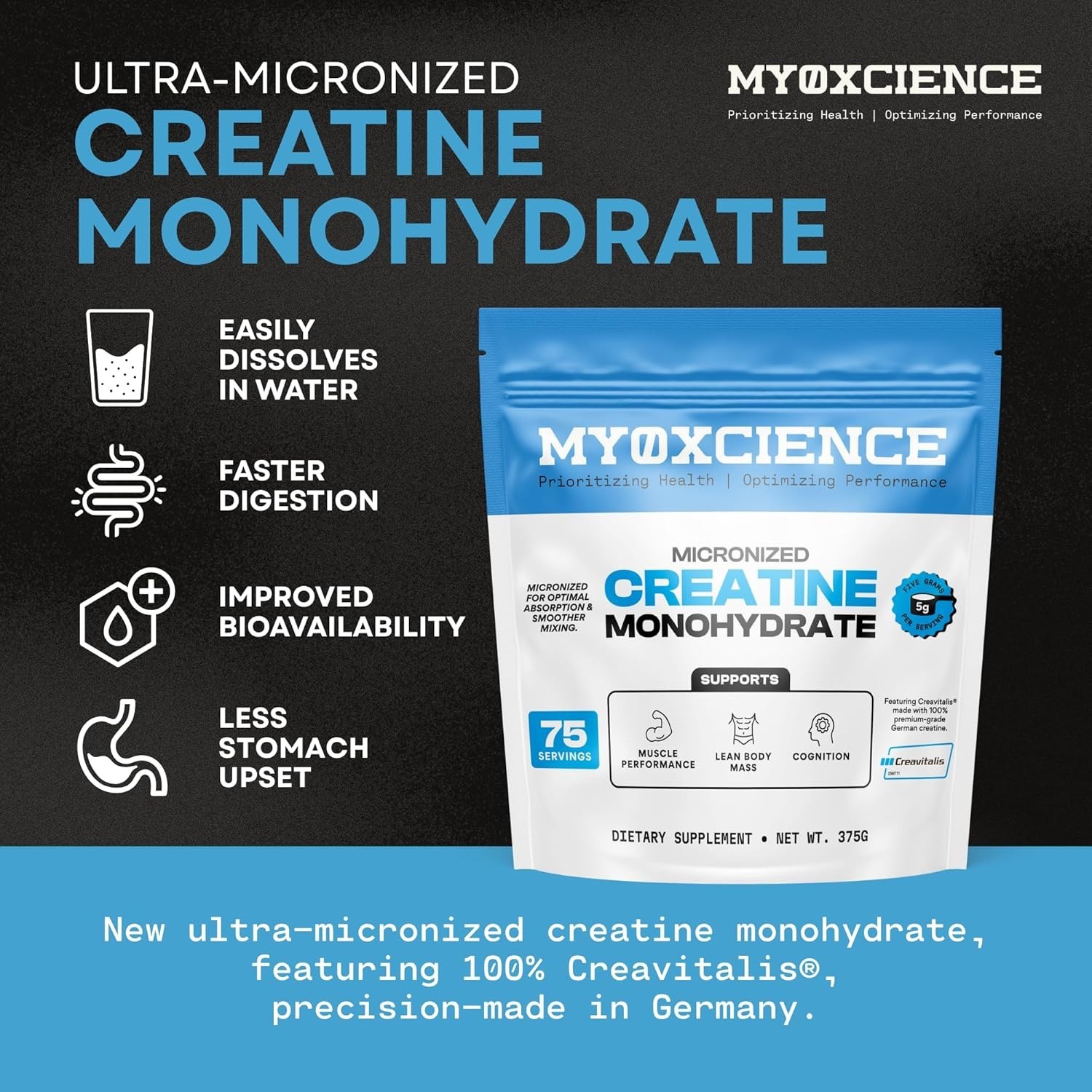 MYOXCIENCE Micronized Creatine | with 100% Creavitalis—The World’s Purest Mic…