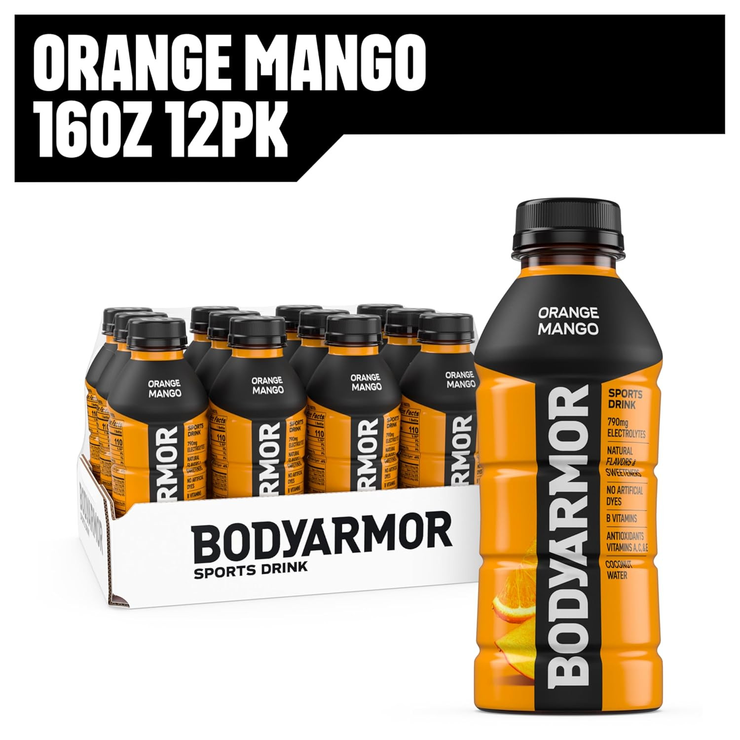 BODYARMOR Sports Drink, Orange Mango, Electrolyte Drink Hydration, 16 Fl Oz Bott
