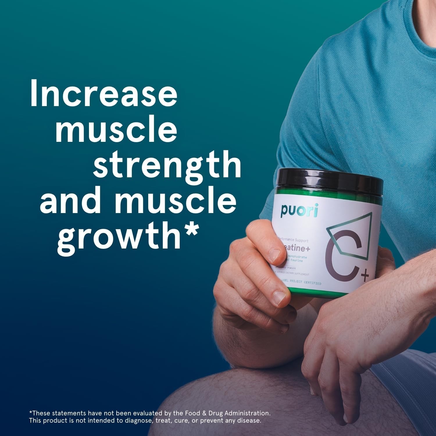 Puori Creatine Monohydrate Powder w Taurine Unflavored 60 Servings Muscle