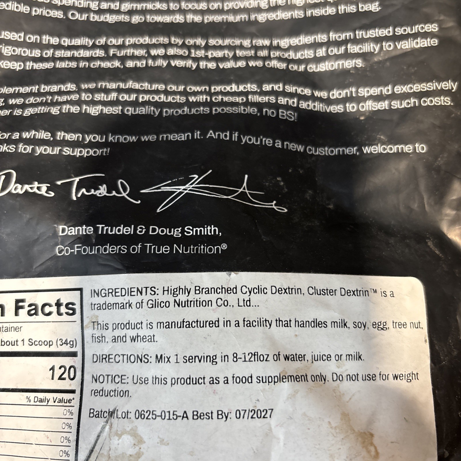 True Nutrition – Highly Branched Cyclic Dextrin – Carbohydrate Powder 2lb 07/27