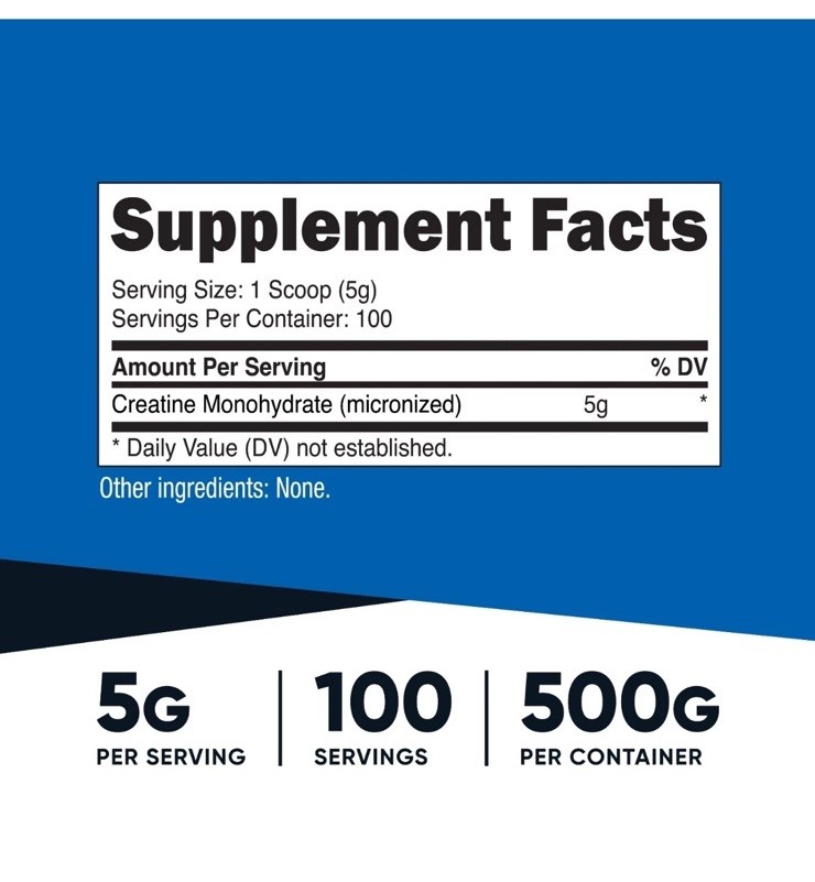 Nutricost Pure Creatine Monohydrate 500 Gram Powder