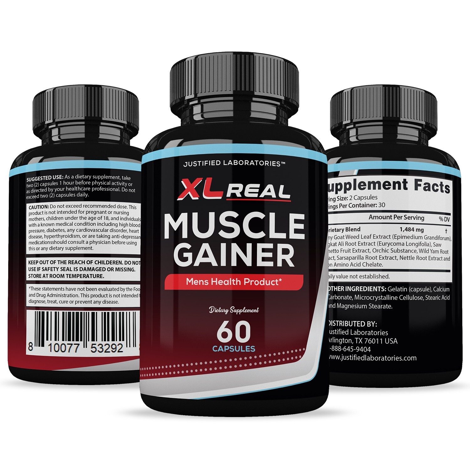 XL Real Muscle Gainer Men’s Health Supplement 1484mg 60 Capsules