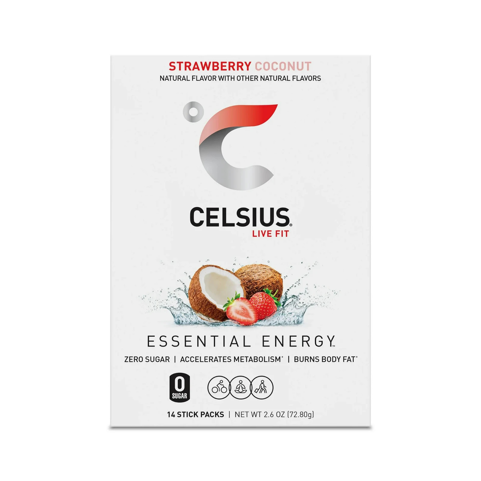 CELSIUS On The Go Energy Drink Mix, Strawberry Coconut (14 Stick Pack)