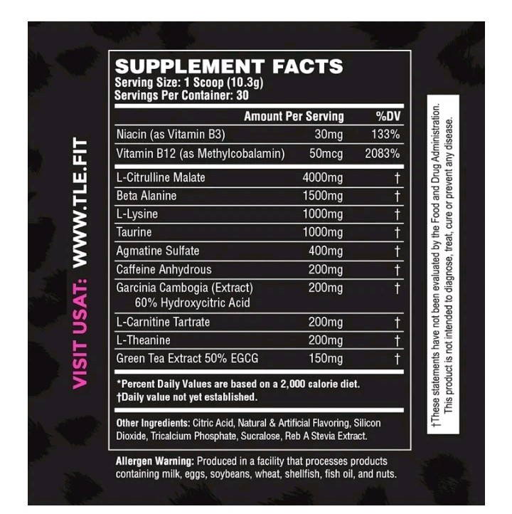 Dash Pre Workout Performance Grape Cherry Energy Stamina Pump 30Servings. B6