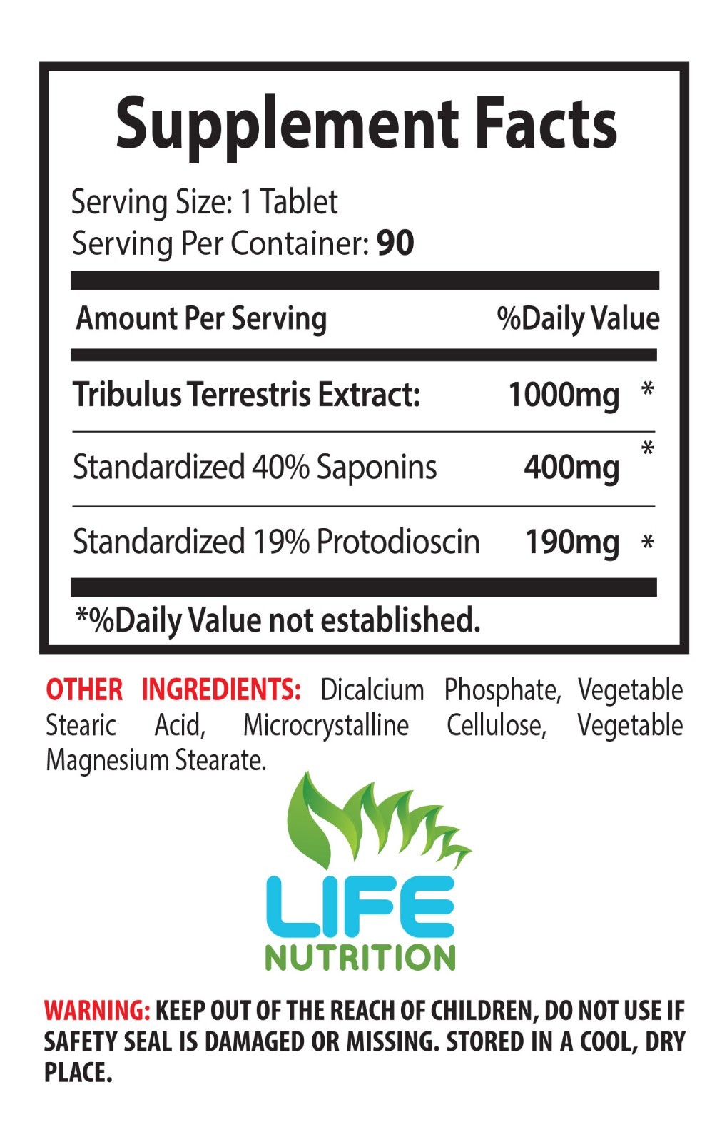45% Saponins Tribulus Terrestris 1000 90 Tablets endurance and energy 1B