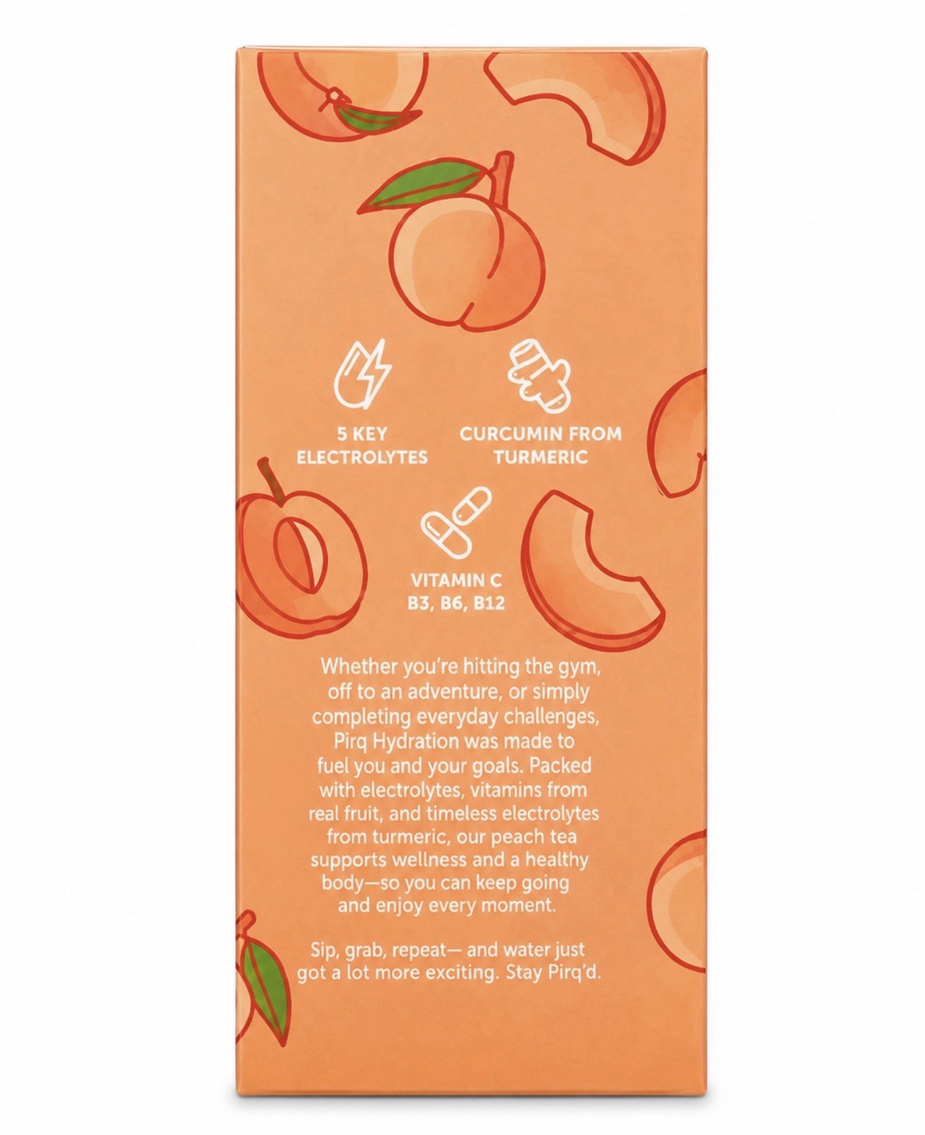 Pirq Hydration Electrolyte Powder + Curcumin, Peach Tea, 10ct 2.1oz 08/2027