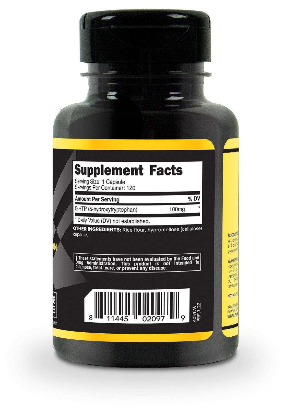 PrimaForce 5-HTP (5-Hydroxytryptophan) Supplement, 120 Capsules, 100mg