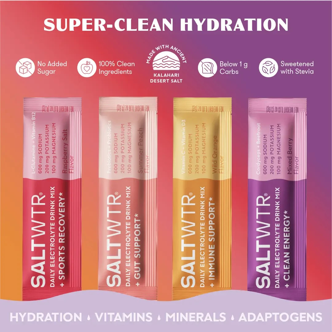 SaltWTR Functional Electrolyte Hydration Drink Mix – Clean Energy – 30 Pack