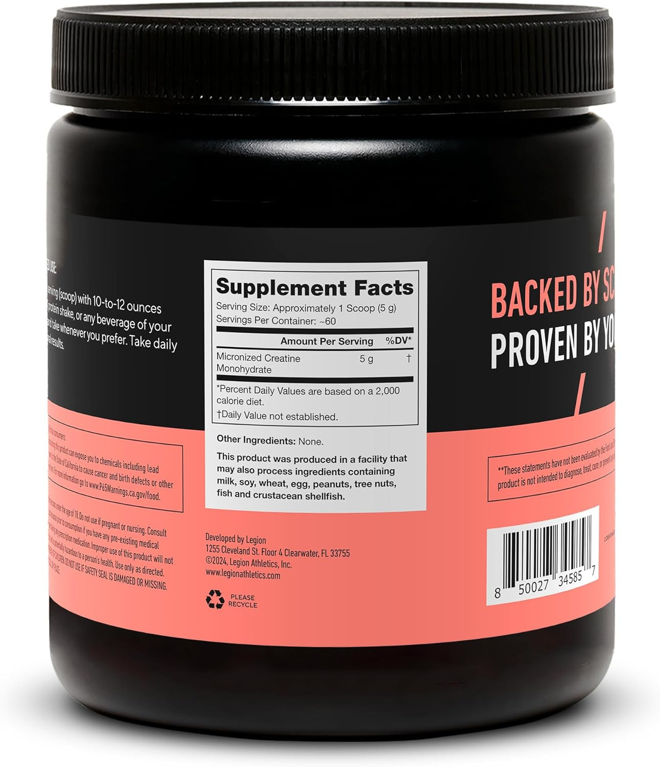 LEGION Micronized Creatine Monohydrate Supplement – Clean Creatine Powder for Mu