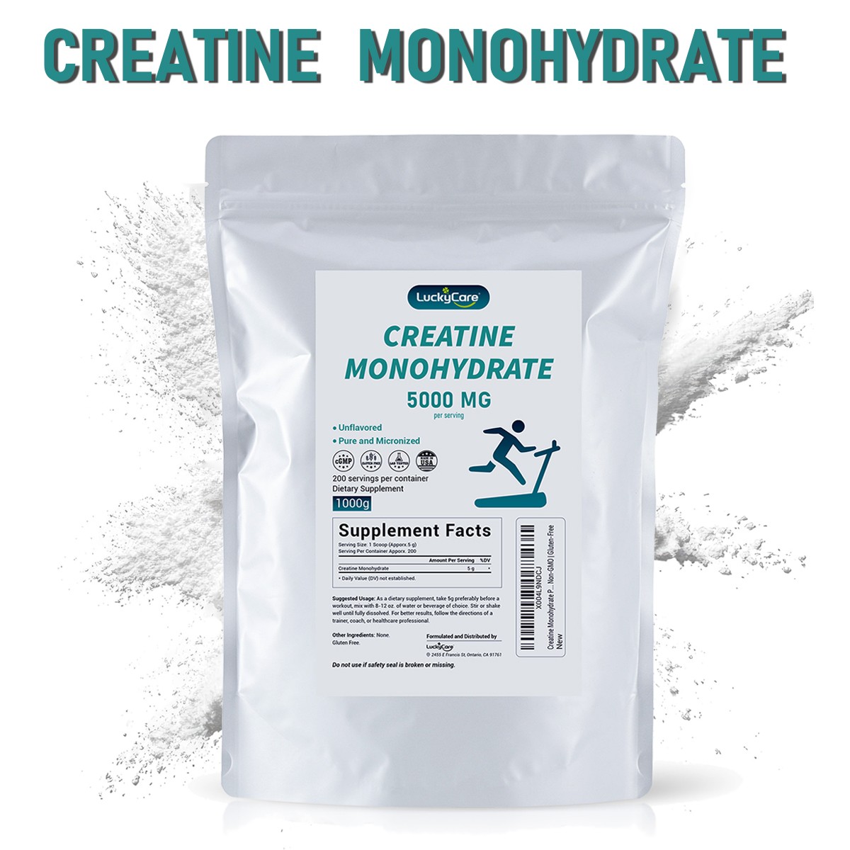 2.2LBS Pure Creatine Monohydrate Powder Micronized 200 Servings 5g Per Serving