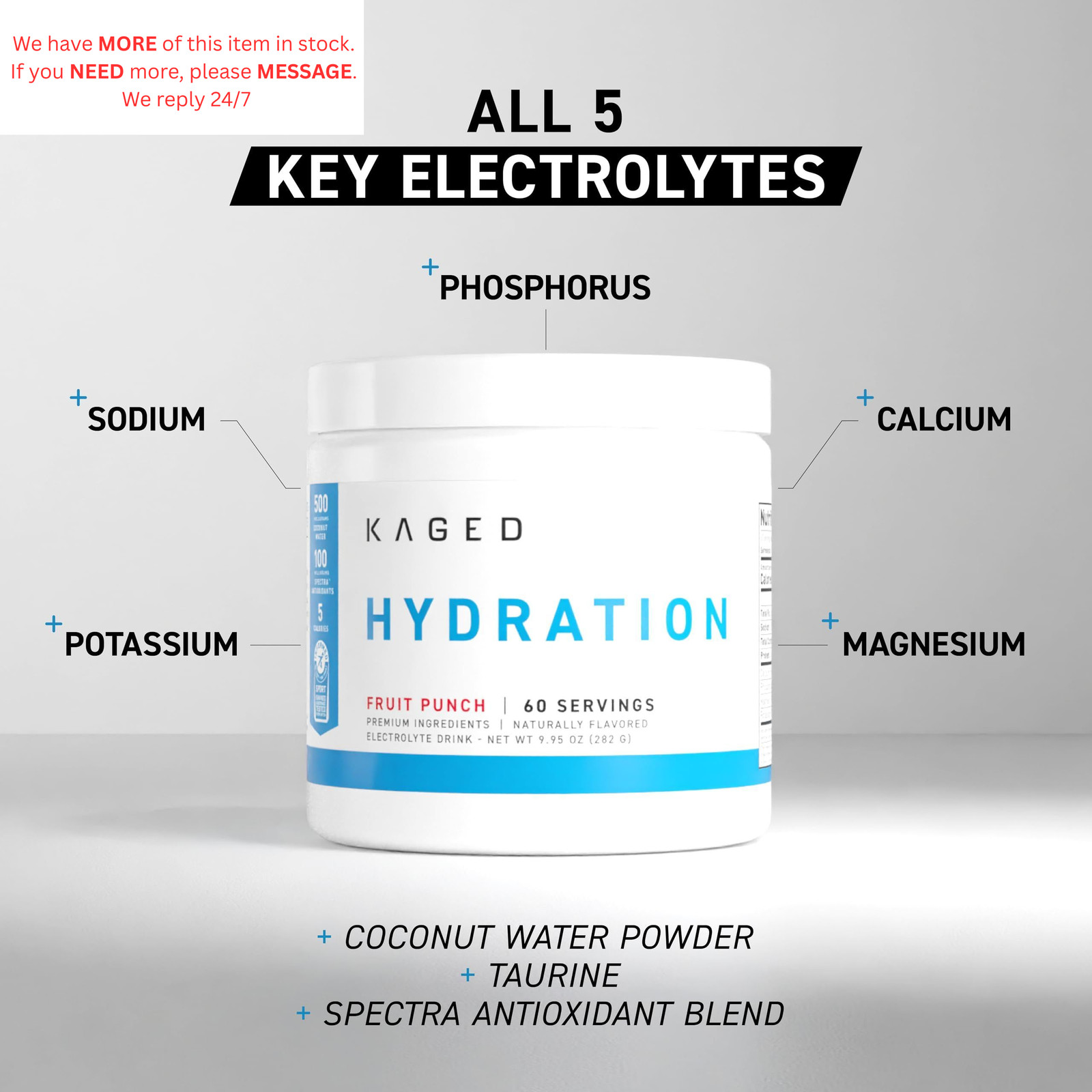 Sugar Free Hydration | 5 Key Electrolytes | Coconut Water | 60 Servings