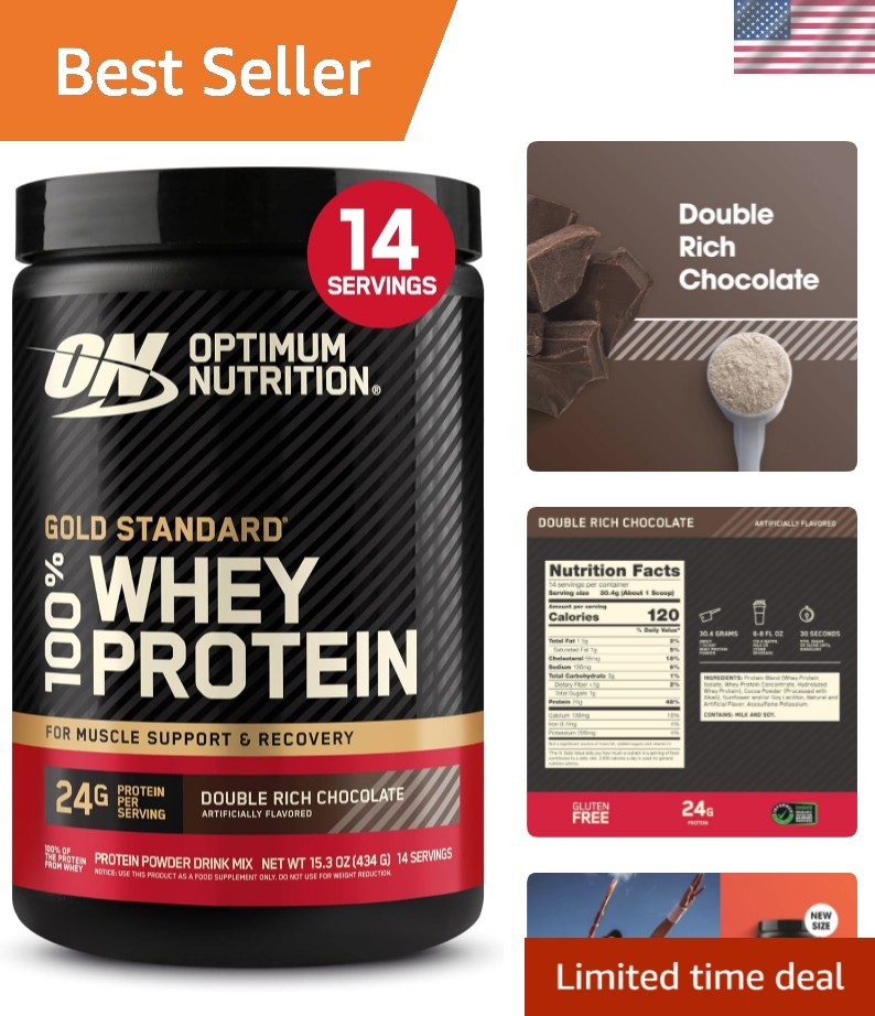 Double Rich Chocolate Whey Protein Powder – 24g Protein Per Serving, Gluten-Free