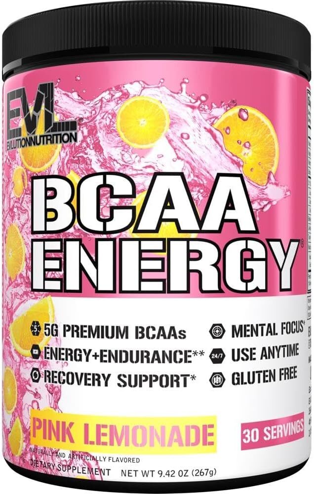 EVL Evlution Nutrition BCAA Energy Amino Acid Pre-Workout Powder – 30 & 65 Srv