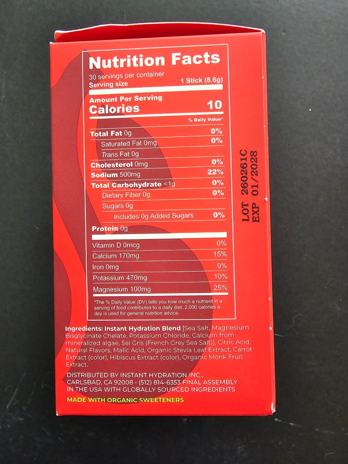 Cherry Limeade Instant Hydration Electrolyte Drink Mix 30 Pack