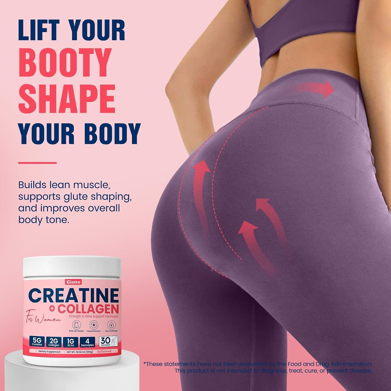 Giotto Creatine & Collagen Powder for Women – 10.58 oz – 04/2027