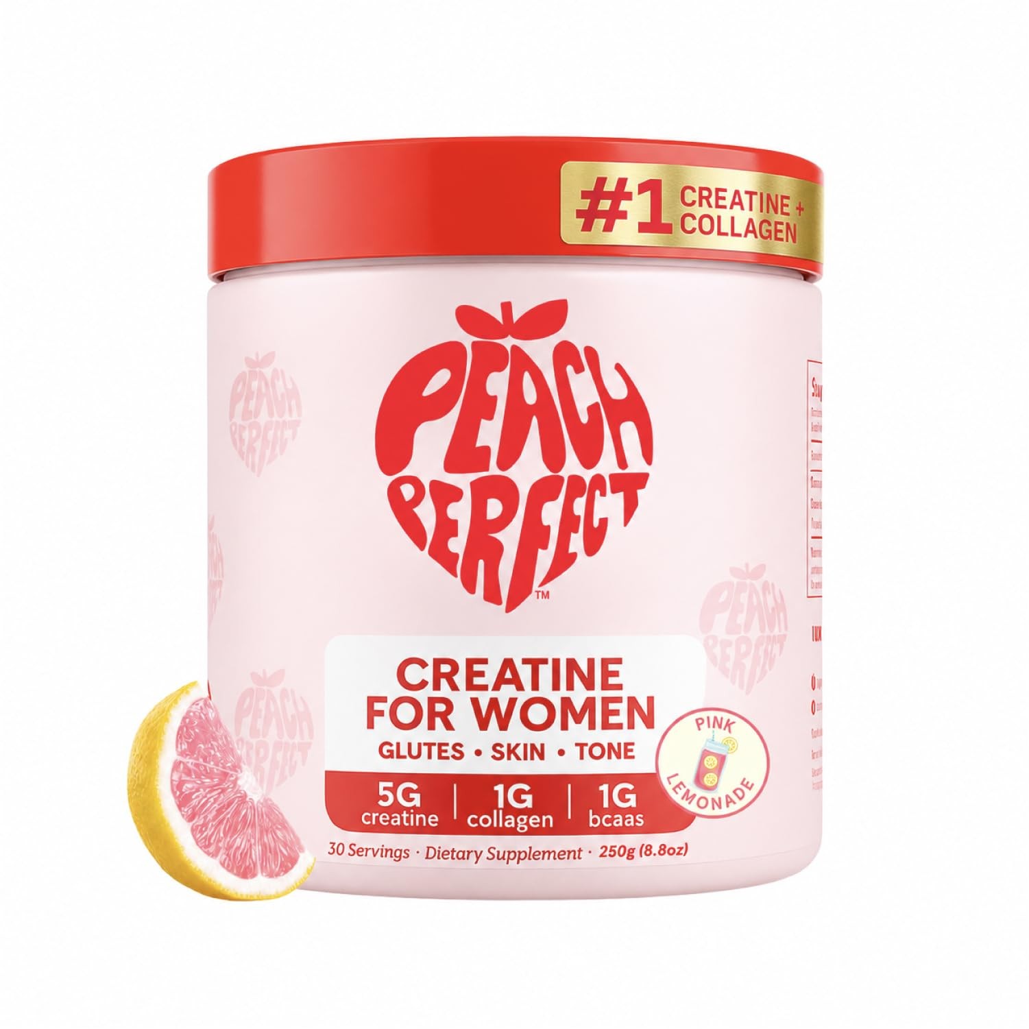 Peach Perfect Creatine Powder Women Pink Lemonade 30 Servings