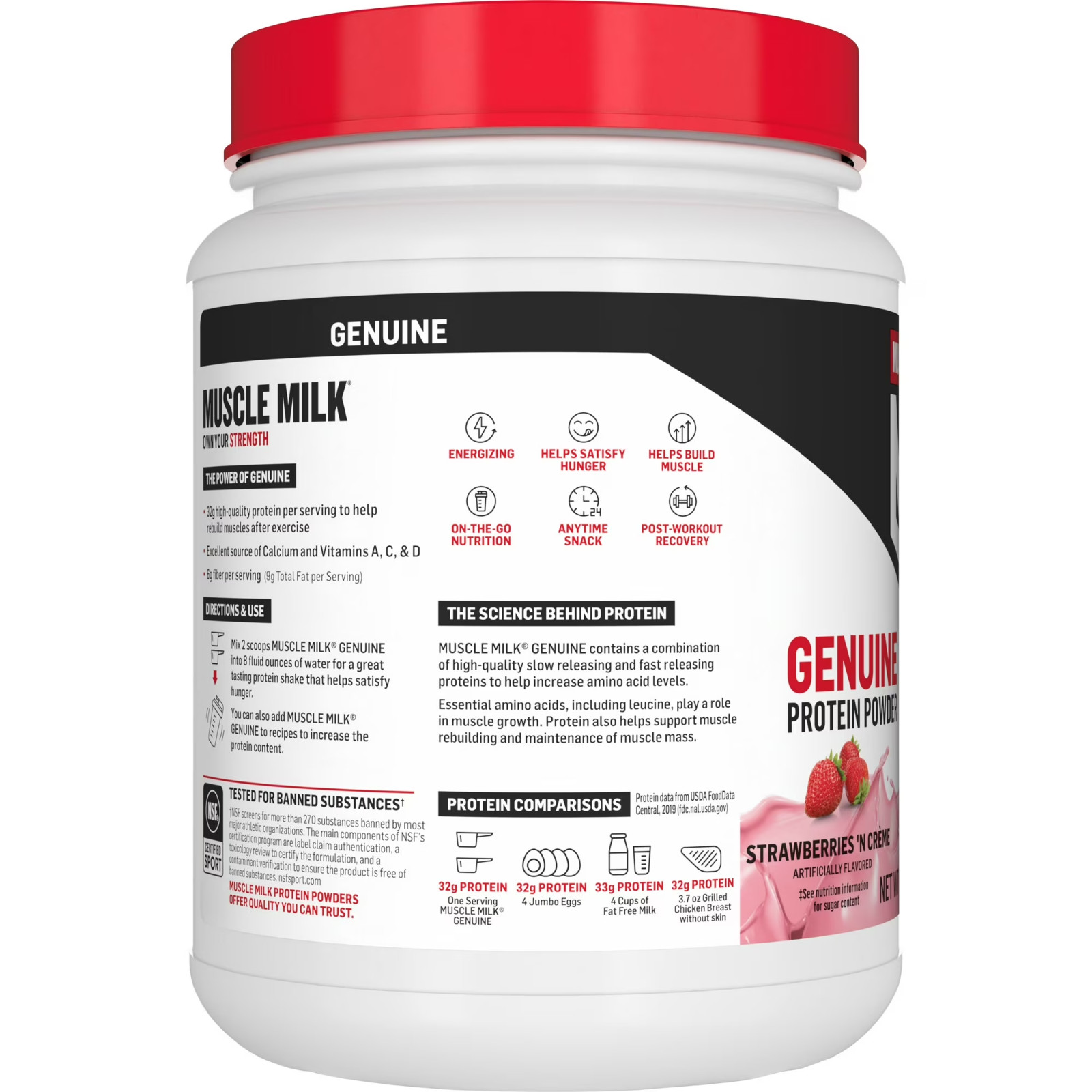 Muscle Milk Genuine Protein Powder Strawberries N Creme 32g Protein 30.9 Oz