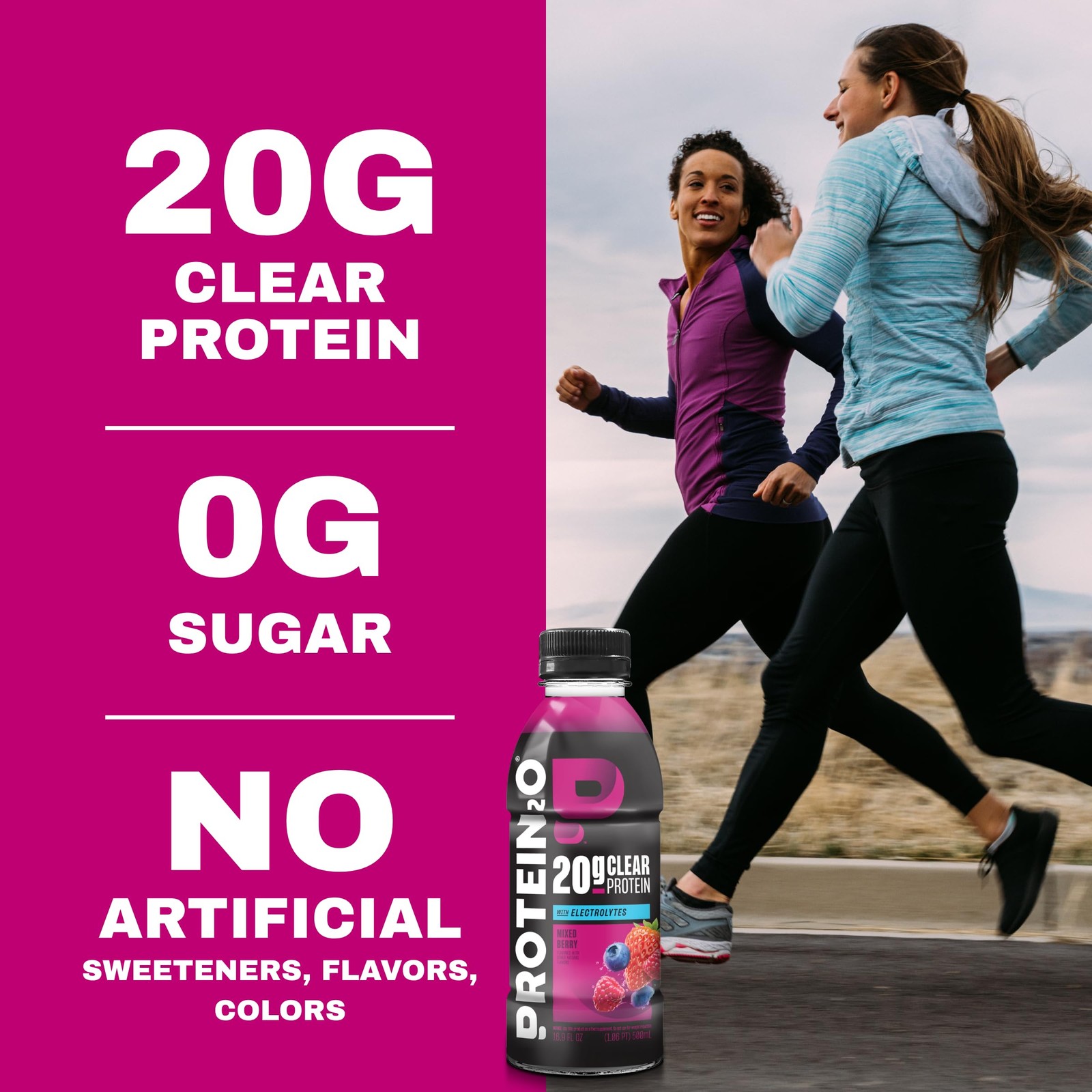 Protein2o Hydration Drink – 2-in-1 Liquid Clear Whey 16.9 Fl Oz (Pack of 12)