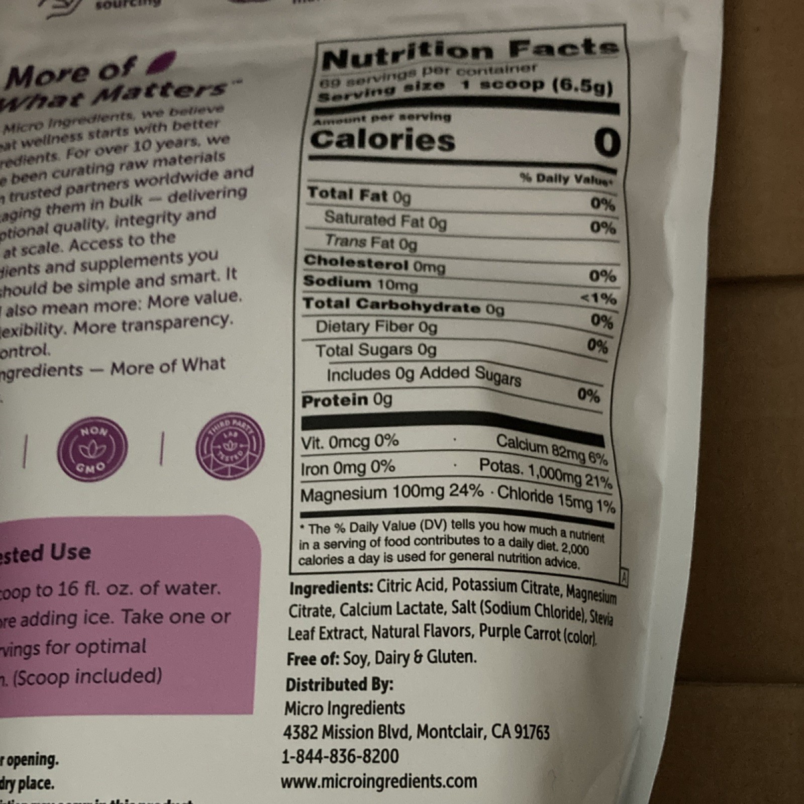 Micro Ingredients Electrolytes Hydration Powder Drink Mix, Concord Grape 1 lb
