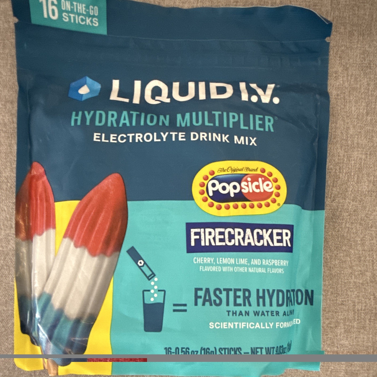 Liquid I.V. Hydration Multiplier Electrolyte Drink Mix Firecracker 16 Sticks