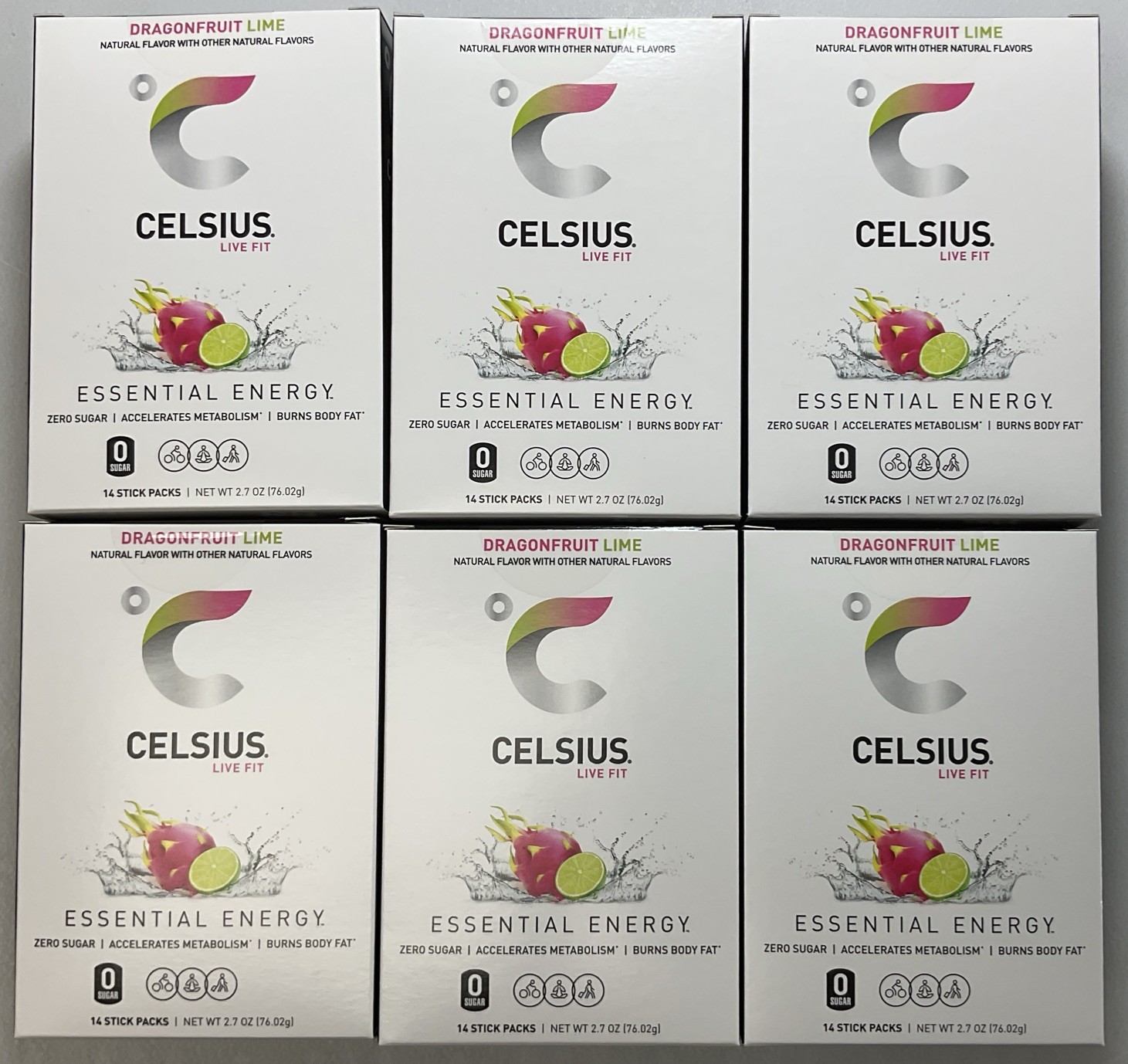 Celsius Dragonfruit Lime Energy Drink Stick – 14 Pack, Pack Of 6, Exp 03/2027