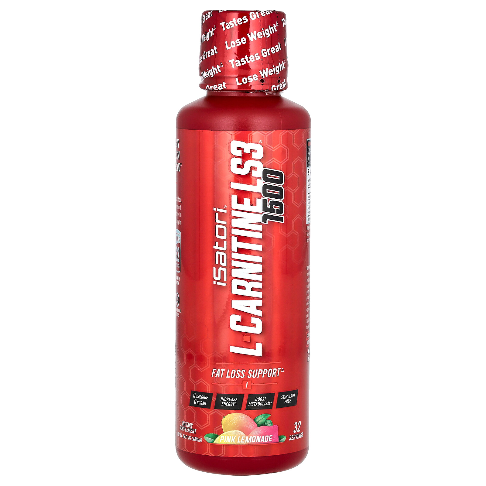 L-Carnitine LS3 1500, Pink Lemonade , 16 fl oz (480 ml)