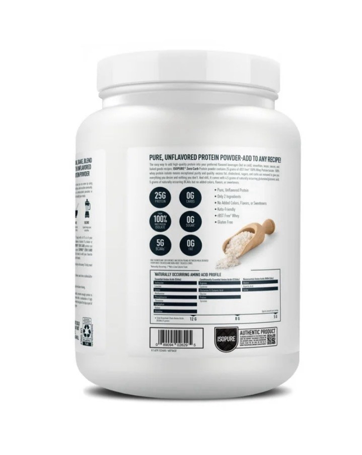 Isopure Zero Carb Whey Protein Isolate Powder, Unflavored, 16 oz (1 lb)