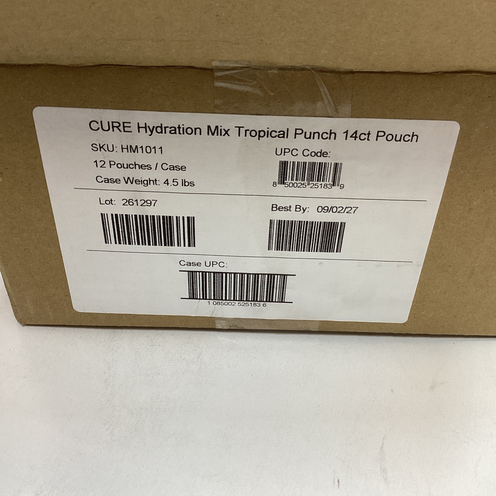 2x Cure Hydration Electrolyte Drink Mix Tropical Punch 0.27 Ounce 14/Pack