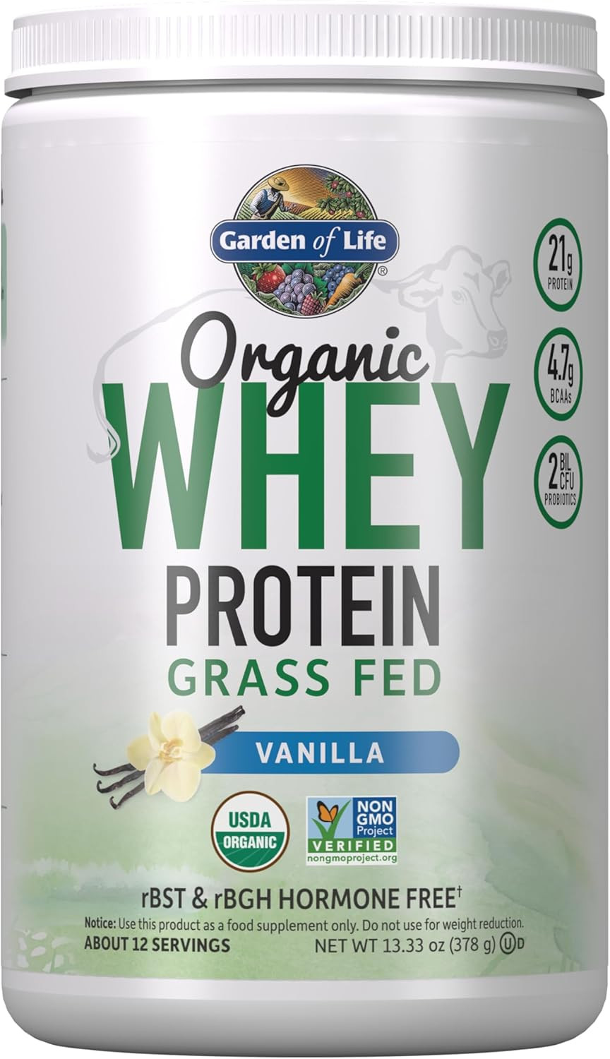 Garden of Life Grass Fed Whey Protein Powder Vanilla – 21G Protein for Women & M